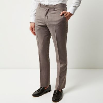 Purple wool-blend slim suit trousers